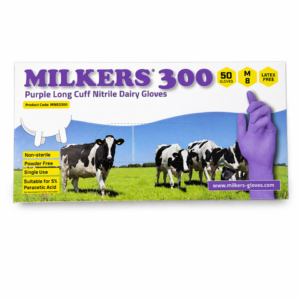 Milkers Purple 300 Long Cuff Disposable Gloves