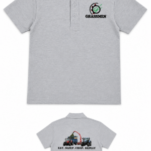 Grassmen Eat, Sleep, Chop, Repeat Kids Grey Polo